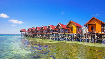 Beautiful Floating Budget Resort at Mabul Islandの写真素材