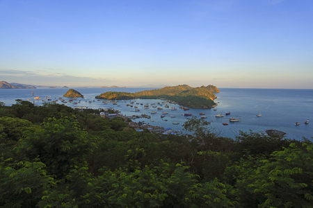 Aerial view of  port in Labuan Bajo, Indonesiaの写真素材