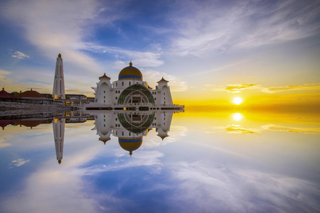 Sunset view from Malacca Straits Mosqueの写真素材