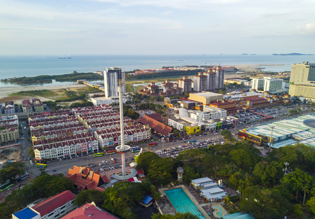 MALACCA,MALAYSIA-March 6,2017:Arial View of Menara Taming Sari Tower .Malacca City is the capital city of the Malaysian state of Malacca.It was listed as a UNESCO World Heritage Site on 7 July 2008.のeditorial素材