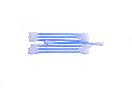 Cotton bud isolated on white backgroundの写真素材