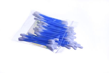 Cotton bud isolated on white backgroundの写真素材