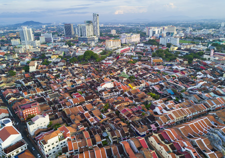MALACCA, MALAYSIA - JAN 30, 2017 : Top view of beautiful Malacca town. Malacca has been listed as a UNESCO World Heritage Site since 7 July 2008.のeditorial素材