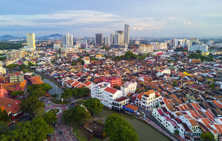 MARCH 30, 2017: Arial View Historical part of the old Malaysian town in Malacca. It was listed as a UNESCO World Heritage Site together with George Town on 2008.のeditorial素材