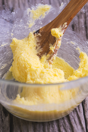 Preparing dough, mixing ingredientsの写真素材
