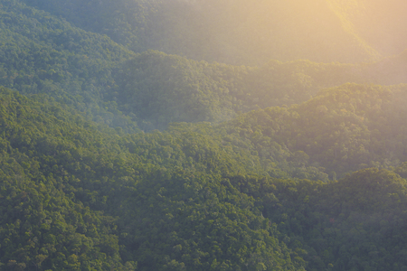 Mountains in Langkawi, Malaysia with light leak, flareの写真素材
