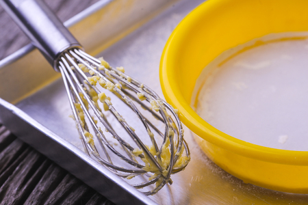 Close up equipment to mixes the cake ingredientsの写真素材