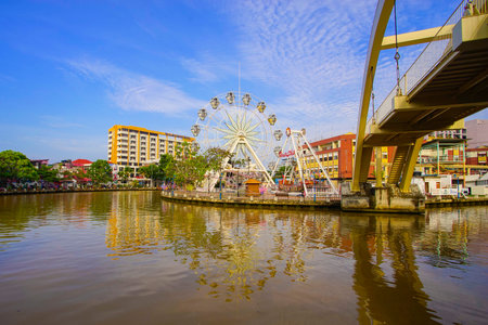MALAYSIA - August 23: Malacca eye on the banks of Melaka river on August 23, 2017 Malaysia.のeditorial素材