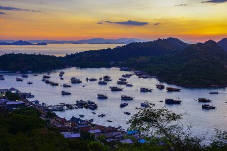 Aerial view of Labuan Bajo Port, Komodo Island Indonesiaの写真素材