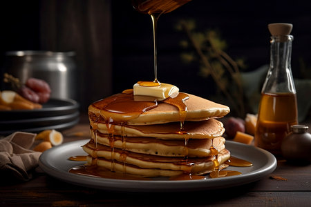 image of pancake with maple syrup - aiの素材