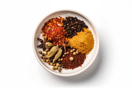Top view of spices ingredient isolated on white background - aiの素材