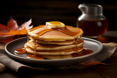image of pancake with maple syrupの素材