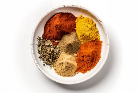 Top view of spices ingredient isolated on white background - aiの素材