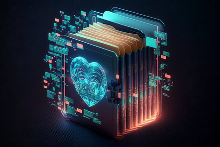 Cyber security, privacy and data storage protection. Document management system with password and encryption. Encrypted files on computer or server.の素材