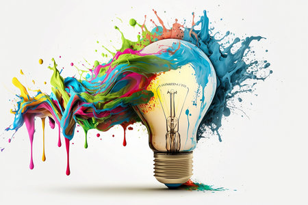vibrant light bulb with smoke emerging background , Generative AIの素材