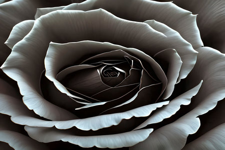 close up of black and white rose petals in monochromeの素材