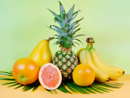 various type of tropical fruit on pastel background - aiの素材