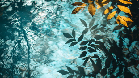 Tropical Leaf Shadow on Water Surface, Abstract Background Concept  - aiの素材