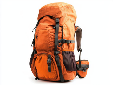 Big hiking and trekking backpack isolated on white background - aiの素材