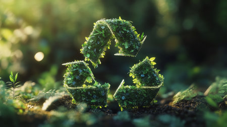 Green triangular eco recycle concept. - AIの素材