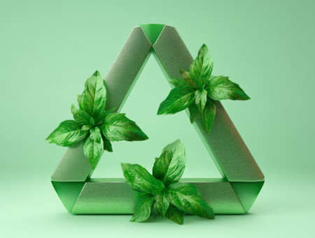 Green triangular eco recycle concept. - AIの素材