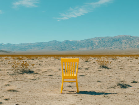 Yellow chair in the middle of the desert - aiの素材