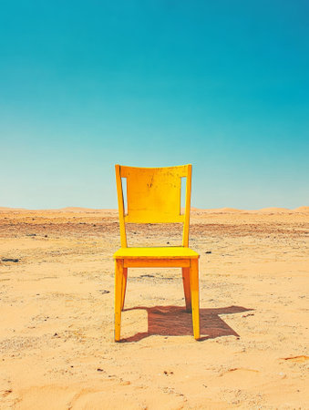Yellow chair in the middle of the desert - aiの素材