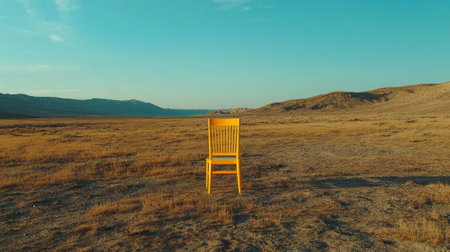 Yellow chair in the middle of the desert - aiの素材