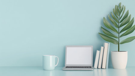 Simple online learning with books, graduation cup and laptop - aiの素材