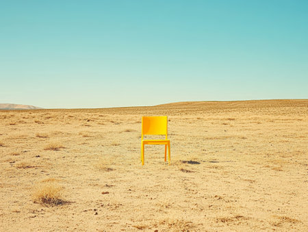 Yellow chair in the middle of the desert - aiの素材
