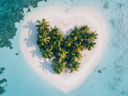 Tropical island in a heart shape viewed from above - aiの素材