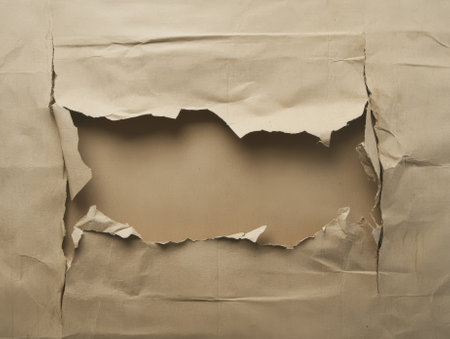 hole torn texture through layers of brown paper reveals empty space behind  - aiの素材