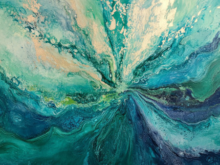 Abstract Watercolor Teal and Green Background - aiの写真素材