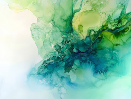 Abstract Watercolor Teal and Green Background - aiの写真素材