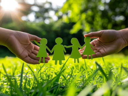 hands holding paper family cutout, family home, foster care, homeless support, world mental health day, Autism support,homeschooling education, hyperinflation concept - aiの素材