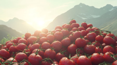 Pile of red juicy tomatoes - aiの素材