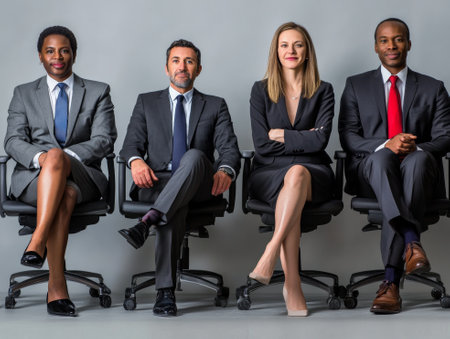 Multi-ethnic businesspeople having video conference - aiの素材