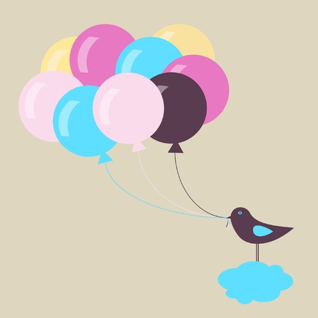 bird with balloons のイラスト素材