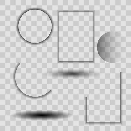 Set of round and square shadow effects.Vector shadows isolated.のイラスト素材