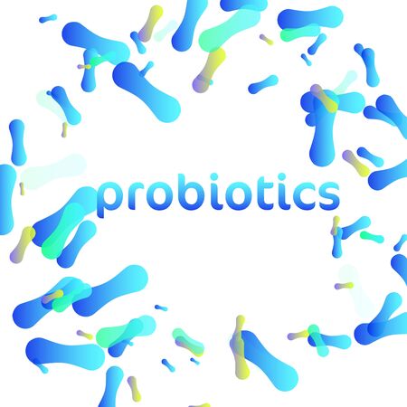 Probiotics Bacteria Vector . Prebiotic, Lactobacillus Vector Icon Design.Biology, Science background. Microscopic bacteria closeup.のイラスト素材
