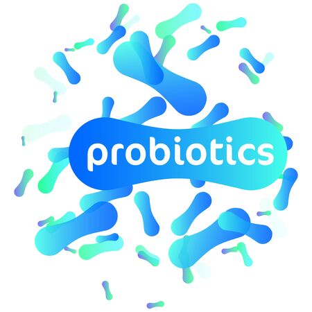 Probiotics Bacteria . Prebiotic, Lactobacillus Vector Icon Design.Biology, Science background. Microscopic bacteria close up.のイラスト素材