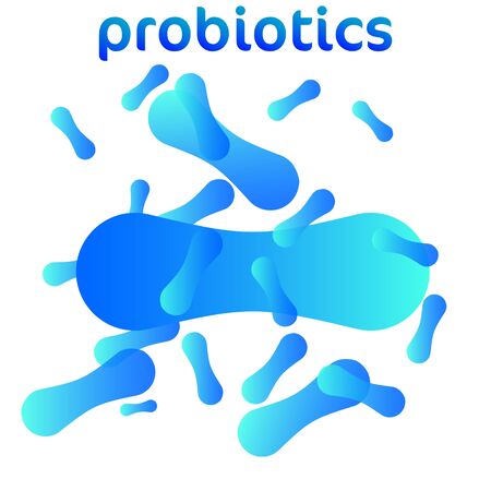 Probiotics Bacteria . Prebiotic, Lactobacillus Vector Icon Design.Biology, Science background. Microscopic bacteria close up.のイラスト素材