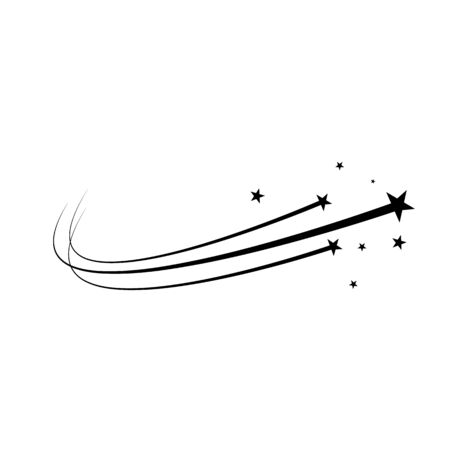 Stars on a white background. Black star shooting with an elegant star.Meteoroid, comet, asteroid, stars.のイラスト素材