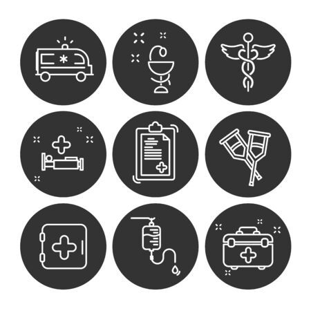 Line icons set of hospital and medical care.のイラスト素材