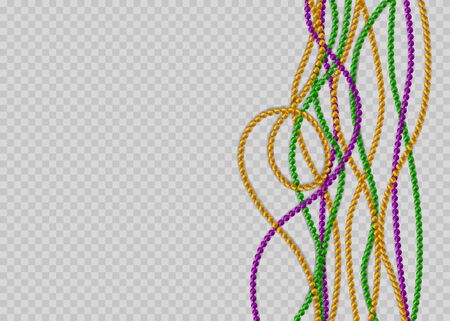 Mardi Gras beads in traditional colors. Decorative glossy realistic elements for design Mardi Gras. のイラスト素材