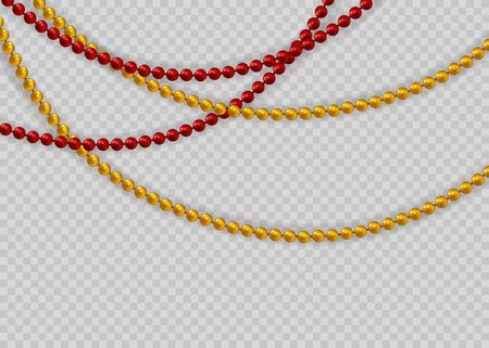 Multicolored beads on a transparent background. Beautiful chain of different colors. のイラスト素材