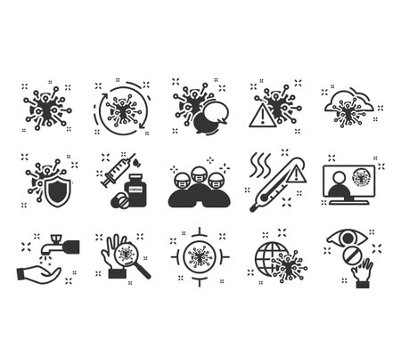 Coronavirus Prevention. Coronavirus icon set for infographic or website. Novel Coronavirus 2019-nCoV. 2019 and 2020 epidemicのイラスト素材