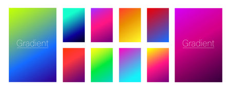 Set of pastel gradient colourful backgrounds. Modern display themes.  Vivid design element for banner, cover or flyer.のイラスト素材