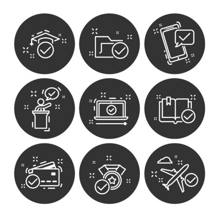 Simple Set of Approve Related Vector Line Icons. Check List and more. Editable Stroke.のイラスト素材