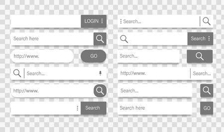 Search bar templates on a transparent background for design and website. Address search and navigation bar icon. User Interface Search.のイラスト素材